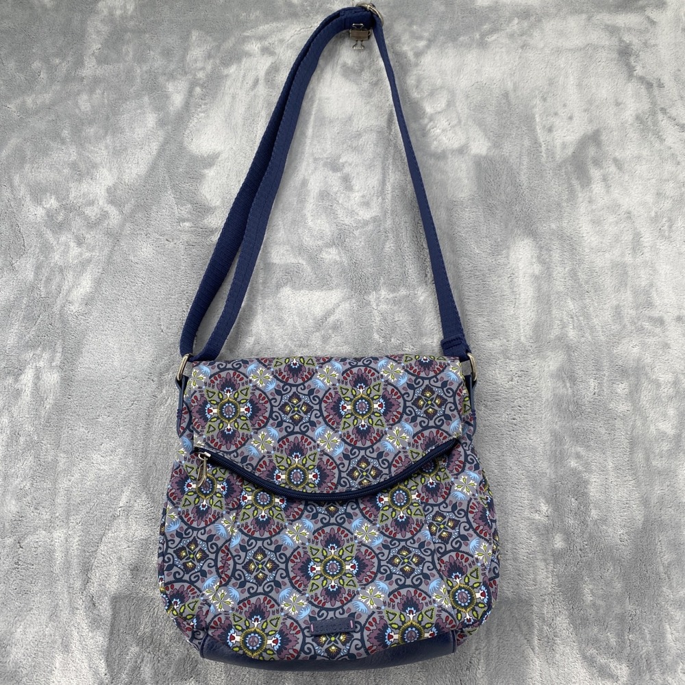 Sakroots Artist Circle Foldover Crossbody Bag Blue Mandala Peace Print Canvas